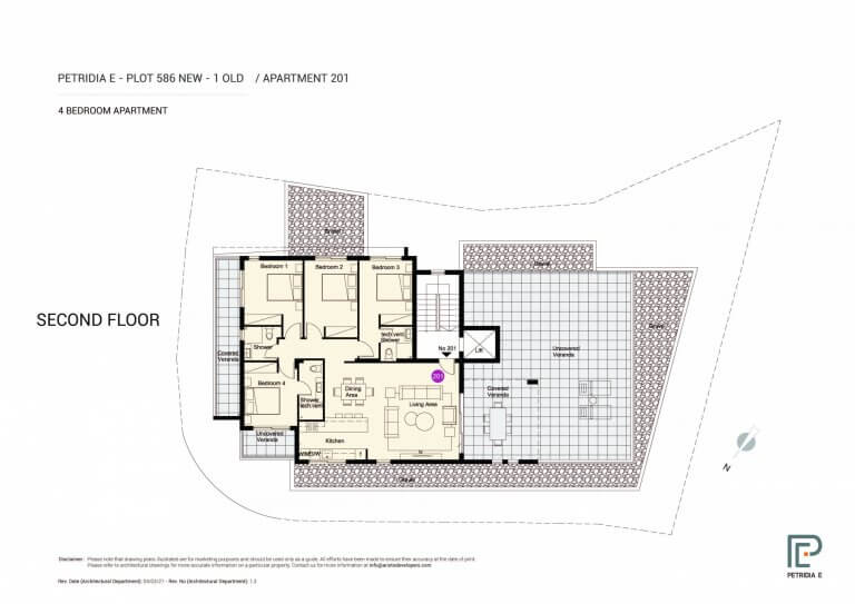 Petridia E 4 Bedroom Apartment No. 201 For Sale in Paphos