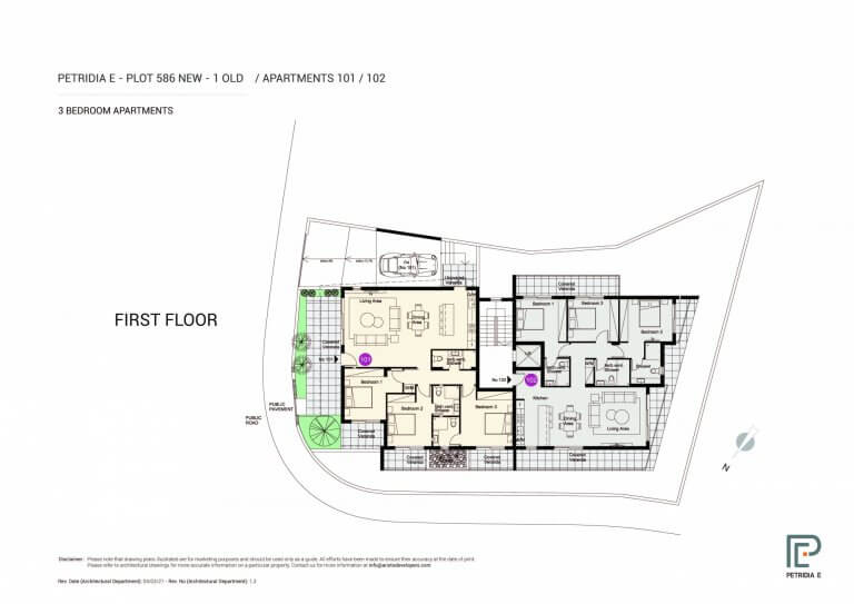 Petridia E 3 Bedroom Apartment 101 / 102 For Sale in Paphos