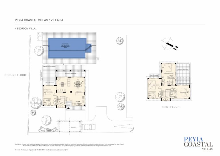 Villa 3A at Peyia Coastal Villas - Floor Plans